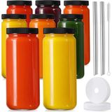 Mey İthalat Yenigeldi 1 Adet 480ML (Pipet ve 2 Kapaklı) Cam Bardak, Hava Geçirmez Kapak, Meyve Suyu, Boba, Smoothie,şeffaf