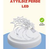 Mey Ithalat® Yıldız Ay Tasarımlı Prizli Perde LED Işık Iç Mekan Dekoru - Renkli