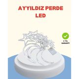 Mey Ithalat® Yıldız Ay Tasarımlı Prizli Perde LED Işık Iç Mekan Dekoru
