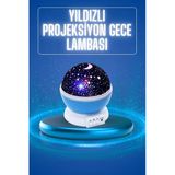 Mey İthalat® Yıldızlı Gece Lambası Mor Projeksiyon Görünümlü Masa Lambası Renk Değiştirebilen