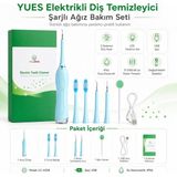 Mey İthalat Yues Elektrikli Diş Temizleyici, Şarjlı Diş Taşı ve Leke Temizleme Cihazı, 3 Kademeli Titreşim, Değiştirilebilir Başlıklar, Ipx6 Suya Dayanıklı, USB Şarjlı Ağız Bakım Seti