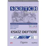 Mey İthalat Zigana A5 Spiralli Eskiz Defteri – 50 Yaprak, 120 gr Çizim Bloknotu, Sanat Defteri