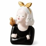 Mey Kadın Sanatı Dekorasyon Figürü Biblo 15 X 11 CM. poliserin , omzunda kuş