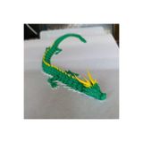 Mey3DDesign Flexi Ejderha Figür Oyuncak, 41 cm Tamamen Hareketli Gövde, 3 Renkli (Yeşil-Sarı-Beyaz)