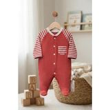 Meya Baby & Kids Bebek Tulumu Çizgili Patikli - Kırmızı