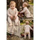 Meya Baby & Kids Erkek Bebek Tulum Takımı Papyonlu Yelekli - Bej - 3 Ay