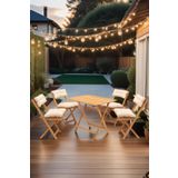 Meya Dekor 4+1 Minderli Balkon Bahce Mutfak Bistro Set Katlanir Masa-Sandalye