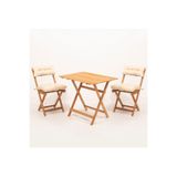 Meya Dekor Bahçe Mutfak 3'lü Bistro Set Katlanır Masa-sandalye 60x80 Masalı Sırt Ve Oturak Minderli Balkon Masa seti