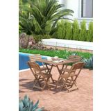 Meya Dekor Balkon - Bahçe 5'li Katlanabilir Bistro Set 4 Sandalye 1 Bahçe 60x80 cm Masa