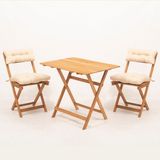 Meya Dekor Balkon - Bahçe - Mutfak 3'lü Bistro Set 2 Sandalye 1 Masa - Ahşap