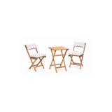 Meya Dekor Balkon Bahçe Mutfak 3'lü Bistro Set Katlanır Masa Minderli sandalye 50x50 puantiyeli