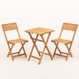 Meya Dekor Bistro Bahçe Balkon 50x50 cm Masa Takımı Ahşap Rengi