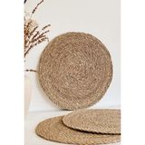 Meya Dekor Dört Adet Hasır Amerikan Servis 34 cm Çap - Hasır - Ekru - 34 x 34 cm