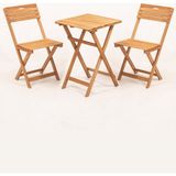 Meya Dekor Katlanır Ahşap Bistro Set 2 Kişilik Kare Masa ve Sandalyelerle Bahçe İçin
