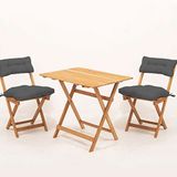 Meya Dekor MYB06 Bistro Set 2+1 60x80 cm Minderli Katlanabilir Masa Sandalye Takımı Antrasit