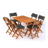 Meya Dekor MYB12 Antrasit Bistro Set 6+1 70x120 Minderli Katlanabilir Masa Sandalye Takımı