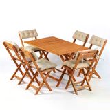 Meya Dekor MYB12 Krem Bistro Set 6+1 Minderli Katlanabilir Masa Sandalye Takımı