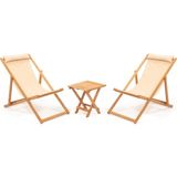 Meya Dekor Nora 2+1 Kumaşlı Şezlong Seti - Natürel / Bej - Natürel - Bej - 90x44x59 cm
