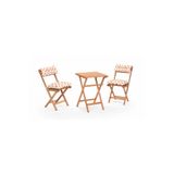 Meya Dekor Renkli Minderli Balkon Bahçe Mutfak 3'lü Katlanır Bistro Set Masa sandalye 50x50