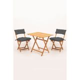 Meya Dekor Sırt Ve Oturak Minderli Balkon Bahçe Mutfak 3'lü Bistro Set Katlanır Masa-sandalye 60x80 Masalı