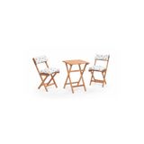 Meya Dekor Yıldız desenli Minderli Balkon Bahçe Mutfak 3'lü Bistro Set Katlanır Masa sandalye 50x50