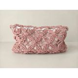 Meya Design El Örgüsü Çiçek Desenli Clutch Çanta – Yazlık Şık Kadın El Çantası - Pembe