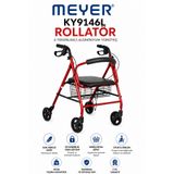 Meyer Mobility Solution Rollatör Frenli, Alüminyum Hafif Şase, Oturaklı ve Katlanabilir Yürüteç