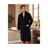 MEYHOME Wellsoft Şalyaka Unisex Sabahlık (Zik-zak desen) Siyah