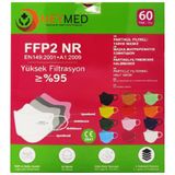 Meymed FFP2 NR EN 149 4 Katlı Yüksek Filtrasyon Kadın Koruyucu Maske 60'lı