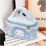 Meyra Accessories Sanrio Kawaii Kuromi My Melodi Cinnamoroll Peluş El Çantası Makyaj Çantası Çift Yönlü Fermuarlı - Mavi