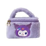 Meyra Accessories Sanrio Kawaii Kuromi My Melodi Cinnamoroll Peluş El Çantası Makyaj Çantası Çift Yönlü Fermuarlı