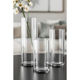 Meyra Cam 10 Çap - 15-20-25 Cm Yüksek Kalite Cam Silindir Vazo 3Lü SET EL İşçiliği
