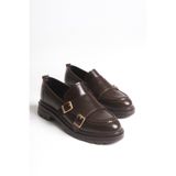 meyra'nın ayakkabıları Kadın Loafer Makosen Casual Tokalı Günlük Ayakkabı Tonyas Kahve