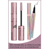 Meyras Touch Maskara Pembe & Simli Siyah Kalem Eyeliner Seti Waterproof
