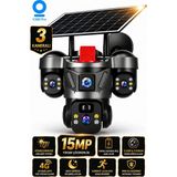 Meytech Snr-1 3 Lens Ptz 4g Sim Kartla Çalışan Güneş Panelli Kamera Gece Renkli Görüş Alarm Bildirim Türkçe Sesli Harketli Ptz Özellikli - Siyah