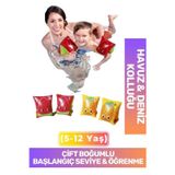Meyve Desenli Başlangıç Seviye Çift Boğumlu 5-12 Yaş Çocuk Deniz Havuz Yüzme Öğrenme Şişme Kolluğu
