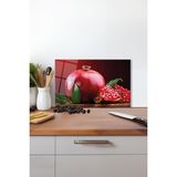 Meyve ve Meyve Suları Cam Kesme Tahtası , Silikon Ayaklı, Kırılmaya Dayanıklı, Sunum Kesim Tablası - 30 x 45 cm