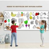 Meyve ve Sebzeler Temalı Dev Boyama Kağıdı 2,5 Metre Rulo Boyama Kağıdı - Çocuk Anaokulu ve Kreşler Için Aktivite Çocuk Eğitici Boyama - 62x250