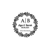 Meyveli Dal Çerçeveli Yuvarlak Mühür Kına Nişan Düğün 3X3 Cm Özel Etiket / 50 Adet Sticker