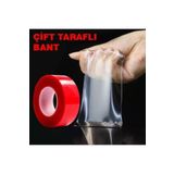 Meyzone Çift Taraflı Bant Şeffaf Silikon Bant Güçlü Yapıştırıcı Montaj Bandı 25MM x 5 Metre