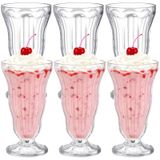 Mezchi 6'lı Paket Akrilik Milkshake Bardakları, 17 oz Şeffaf Eski Moda Soda Bardağı, Kırılmaz Ayaklı Dondurma Bardakları, Plastik Pina Colada Çeşme Bardakları, Meyve Suyu için Harika, Tropikal