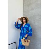 mezqa Etnik Desenli Viskon Uzun Kollu Elbise