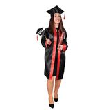Mezuniyet Cübbesi Ortaokul Siyah Kırmızı Paket Ürün (Siyah Kırmızı/M)