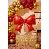 Mezuniyet Fiyonk Folyo Balon Kırmızı Gold 98x75 cm Mezuniyet Partisi Süsü Dekorasyonu