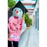 Mezuniyet Hediyesi: Mezun Peluş Ayıcık & Pembe Ayıcık Buketi - Mavi