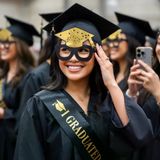 Mezuniyet Parti Seti Siyah Saten Kuşak Büyük Kepli Gözlük Fotoğraf Aksesuar