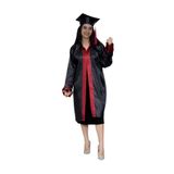 Mezuniyetshop Mezuniyet Cübbesi Ortaokul Siyah Bordo Şeritli