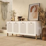 Mezza 1740 Napoli Modern Tasarımlı Beyaz Bohem Konsol Sepet 180 cm Membran MDF Kapaklı - Meşe - Beyaz