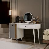 Mezza 2242 LOVE AYNALI(AHŞAP AYAKLI)MDF PROFİL ÇERÇEVELİ ÇEKMECELİ KAPAKLI 120CM MAKYAJ MASASI BEYAZ YUNUS