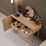 Mezza 2244 Love Aynalı(AHŞAP AYAKLI)mdf Profil Çerçeveli Çekmeceli-kapaklı 120cm Makyaj Masası Sepet Yunus - Meşe